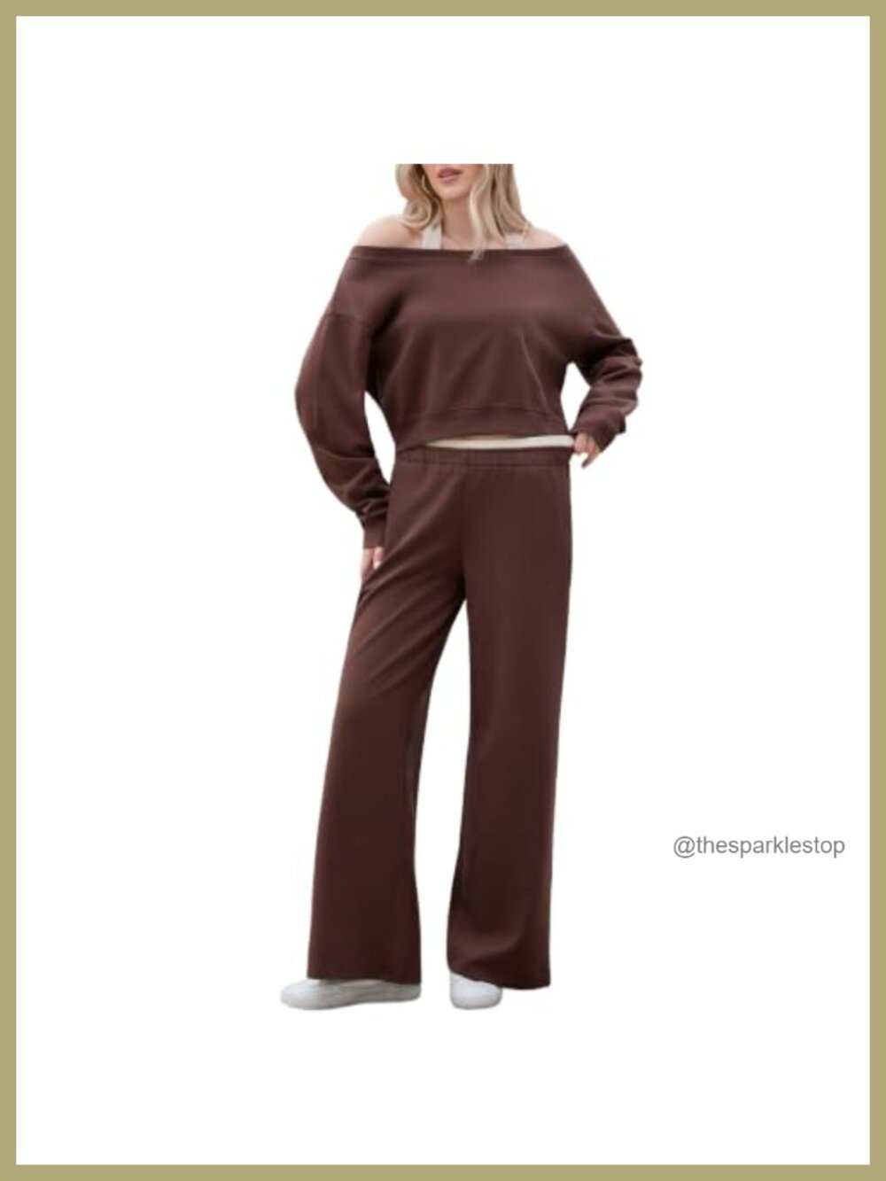 3 Piece Lounge Set Off Shoulder Top Wide Leg Pants Halter Tank